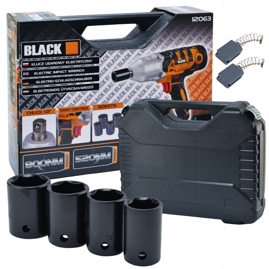 Elektrinis smūginis raktas ratams 2200W 800Nm 1/2" Galingas su galvučių rinkiniu