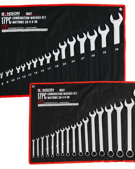 Plokščių ir žiedinių raktų rinkinys 6-36, 17 vnt. BENSON BY B