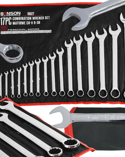 Plokščių ir žiedinių raktų rinkinys 6-36, 17 vnt. BENSON BY B