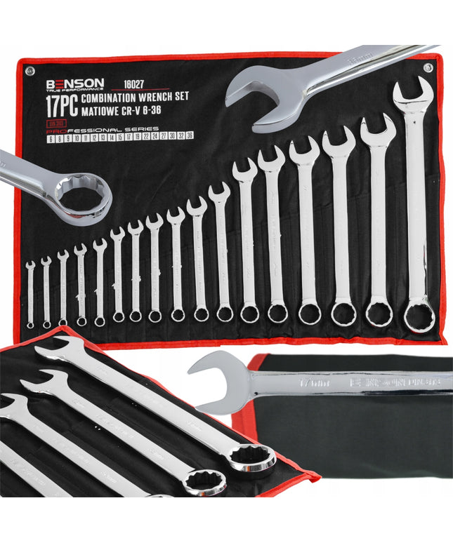 Plokščių ir žiedinių raktų rinkinys 6-36, 17 vnt. BENSON BY B