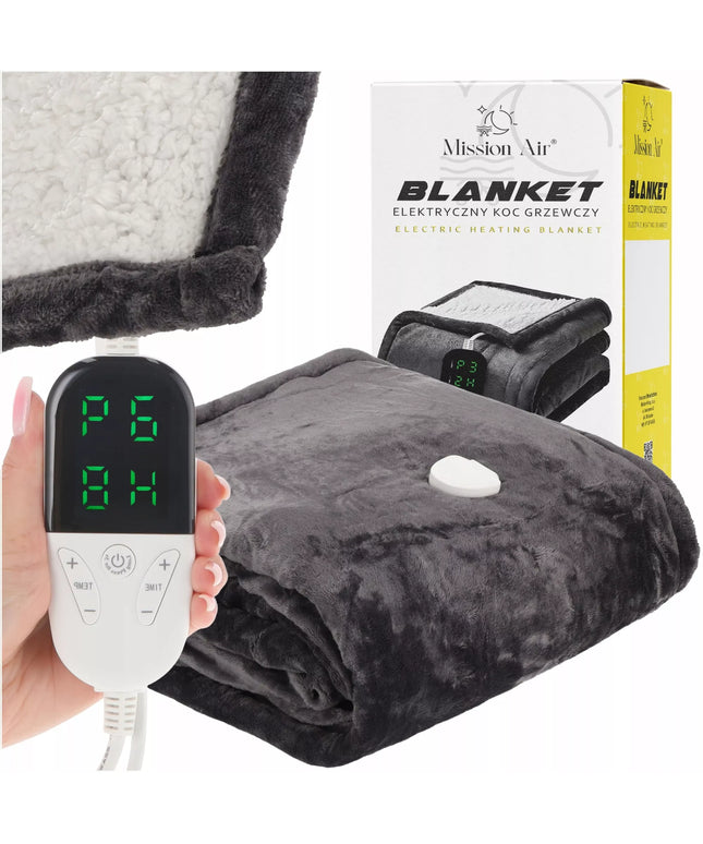 Didelis minkštas storas elektrinis apklotas šildantis kilimėlis su pulteliu ir laikmačiu 120W 150x180cm