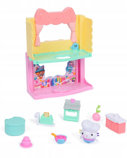 Gabby's Dollhouse filmų serijos žaidimų rinkinys: virtuvėlė su pyragaičiu Cakey