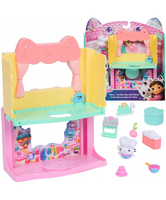 Gabby's Dollhouse filmų serijos žaidimų rinkinys: virtuvėlė su pyragaičiu Cakey