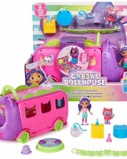 Gabby's Dollhouse vakarėlių autobusas su figūrėlėmis ir aksesuarais