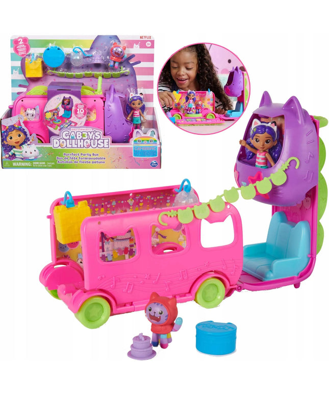 Gabby's Dollhouse vakarėlių autobusas su figūrėlėmis ir aksesuarais