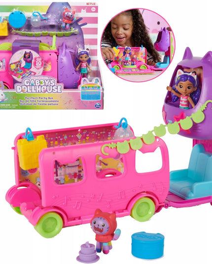 Gabby's Dollhouse vakarėlių autobusas su figūrėlėmis ir aksesuarais