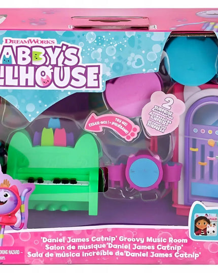 Gabby's Dollhouse muzikos kambario rinkinys su DJ Catnip figūrėle, pianinu ir būgnais