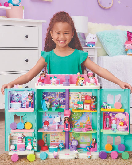 Gabby's Dollhouse didelis interaktyvus lėlių namas su liftu, lėlyte ir Pandy Paws figūrėle