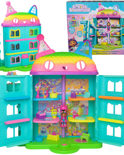 Interaktyvus Gabby's Dollhouse vaivorykštės spalvų namelis su figūrėle, 60 cm