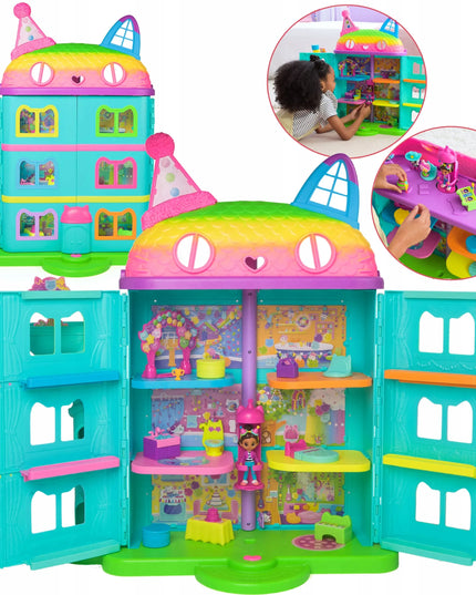 Interaktyvus Gabby's Dollhouse vaivorykštės spalvų namelis su figūrėle, 60 cm