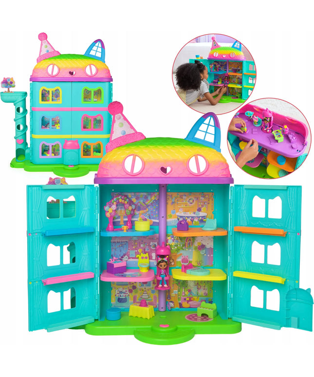 Interaktyvus Gabby's Dollhouse vaivorykštės spalvų namelis su figūrėle, 60 cm