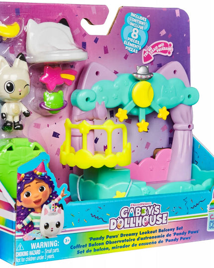 Gabby's Dollhouse rinkinys su balkonu ir figūrėle Pandy Paws + priedai