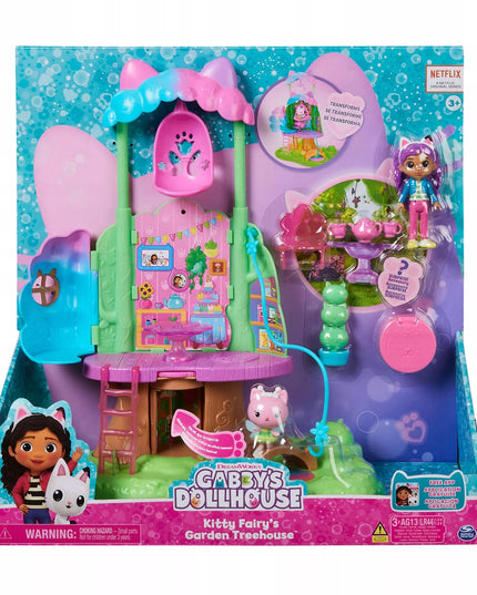 „Gabby's Dollhouse“ medžio namelio rinkinys su sūpynėmis ir figūrėlėmis