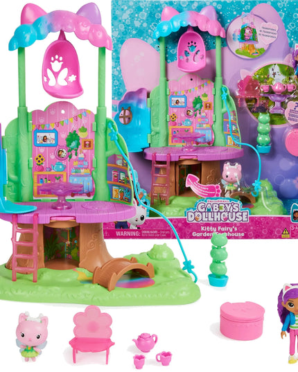 „Gabby's Dollhouse“ medžio namelio rinkinys su sūpynėmis ir figūrėlėmis
