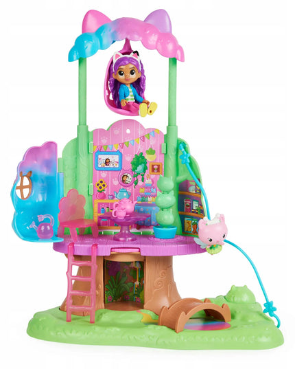 „Gabby's Dollhouse“ medžio namelio rinkinys su sūpynėmis ir figūrėlėmis