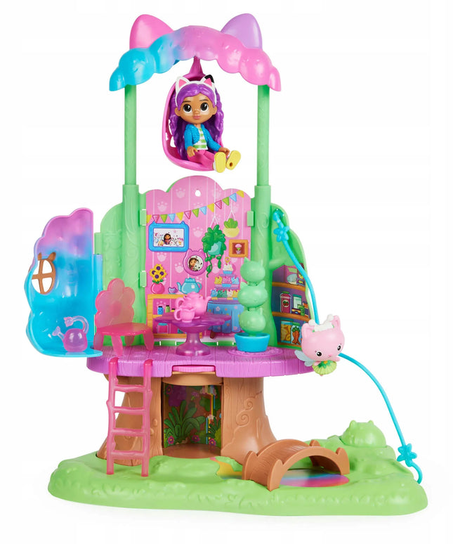„Gabby's Dollhouse“ medžio namelio rinkinys su sūpynėmis ir figūrėlėmis