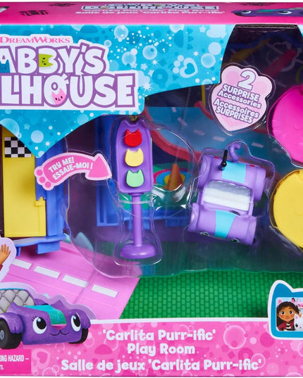 Gabby's Dollhouse žaidimų kambario rinkinys su „Kocifura“ figūrėle ir priedais