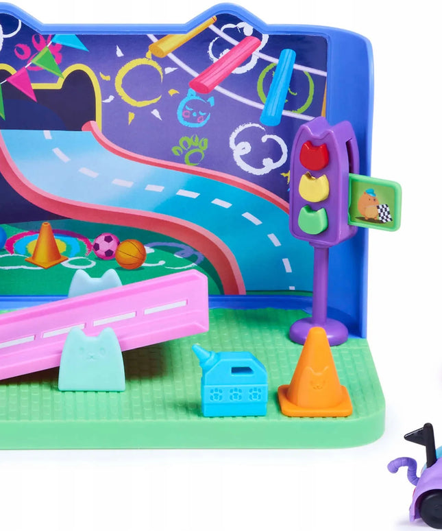 Gabby's Dollhouse žaidimų kambario rinkinys su „Kocifura“ figūrėle ir priedais