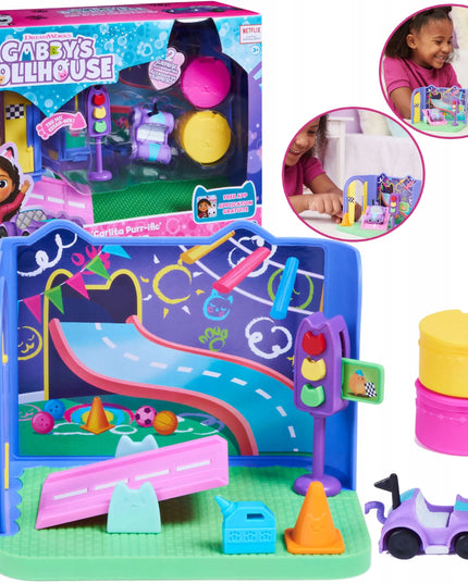 Gabby's Dollhouse žaidimų kambario rinkinys su „Kocifura“ figūrėle ir priedais
