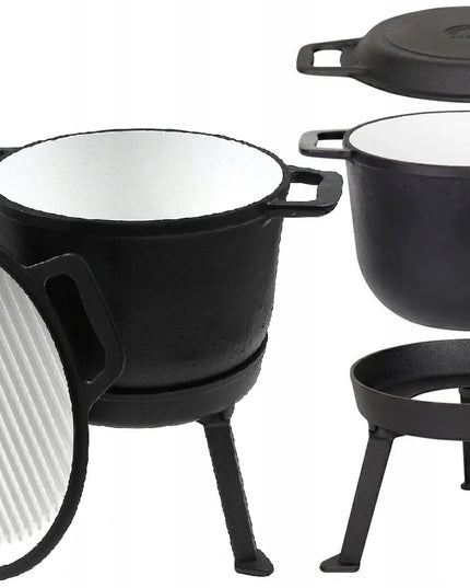 Emaliuotas ketaus katilas Rossner 10L 3in1 su kepsnine, MK602