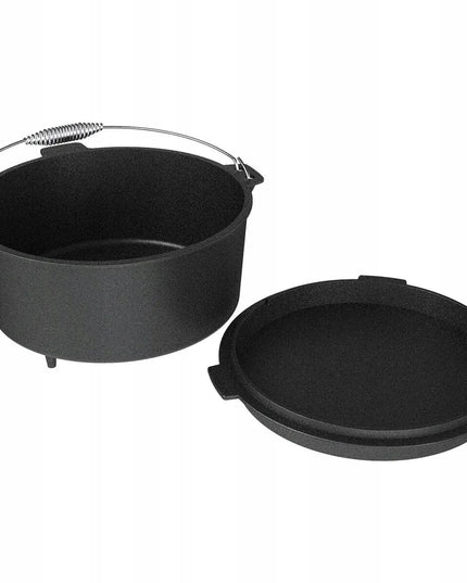 Ketaus medžioklinis katilas + keptuvė laužui 12 l