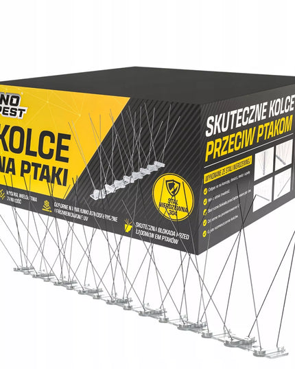 Apsauginiai spygliai nuo paukščių No-Pest, balandžių ir kirų atbaidymas, nerūdijančio plieno, tankūs, 50 cm