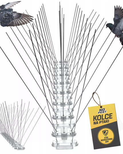 Apsauginiai spygliai nuo paukščių No-Pest, balandžių ir kirų atbaidymas, nerūdijančio plieno, tankūs, 50 cm