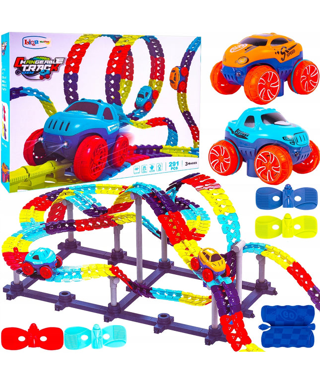 Magiskas bėgelių kelias lankstus automobilio konstravimo rinkinys 291 elementas automobiliukai vaikams