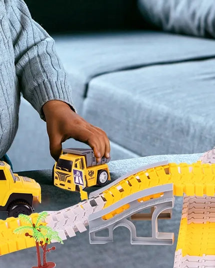 Lenktynių trasos rinkinys MalPlay City Truck, statybiniai automobiliai, 255 elementai