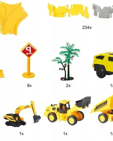 Lenktynių trasos rinkinys MalPlay City Truck, statybiniai automobiliai, 255 elementai