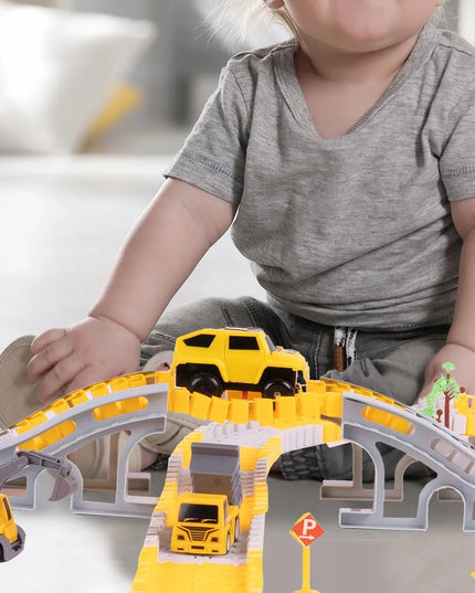 Lenktynių trasos rinkinys MalPlay City Truck, statybiniai automobiliai, 255 elementai