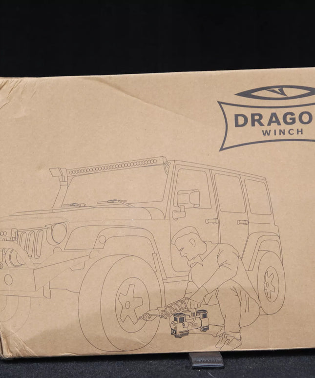 DWUTŁOKOWY KOMPRESOR SAMOCHODOWY DRAGON WINCH DO OPON Sprężarka 12V