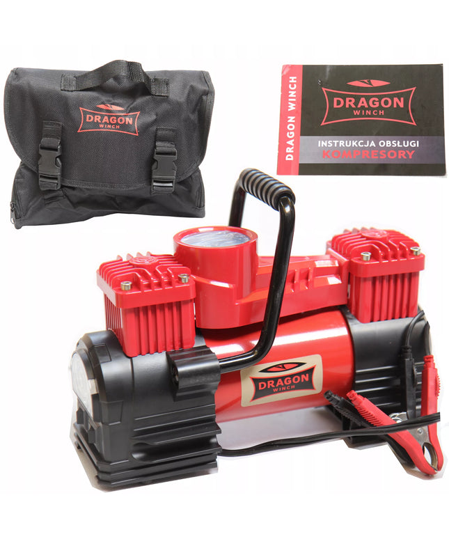 DWUTŁOKOWY KOMPRESOR SAMOCHODOWY DRAGON WINCH DO OPON Sprężarka 12V