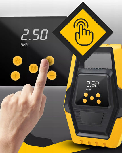 Automobilinis kompresorius, nešiojamas elektrinis oro siurblys, 12V LCD LED