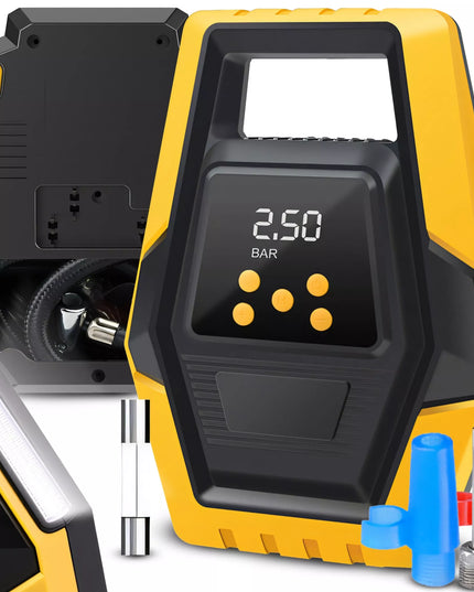 Automobilinis kompresorius, nešiojamas elektrinis oro siurblys, 12V LCD LED
