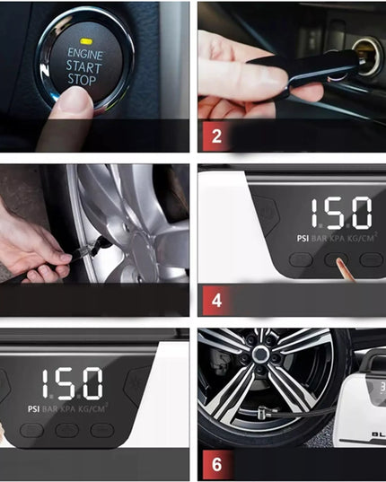 Automobilinis kompresorius, oro pompa, nešiojama elektrinė dviračių pompa 12V