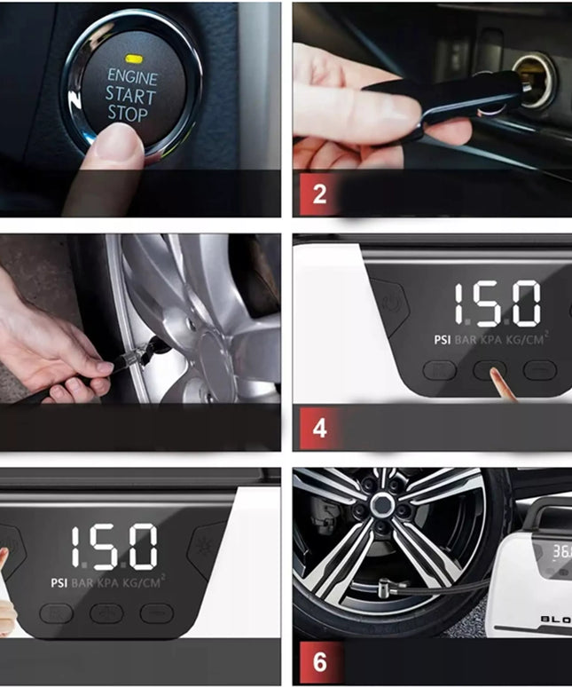 Automobilinis kompresorius, oro pompa, nešiojama elektrinė dviračių pompa 12V
