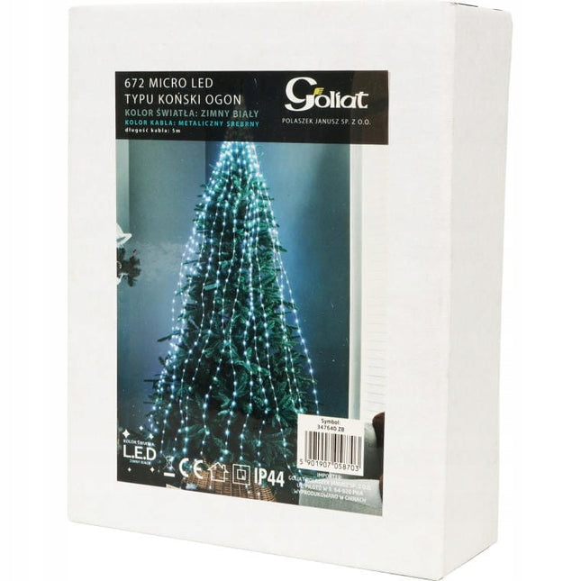 Arklio uodegos formos girlianda ant eglutės, 672 LED, 5 metrai, lauko, Goliat