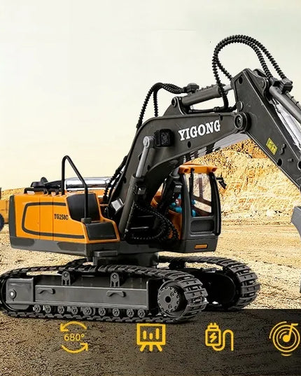 OWL-TECH RC ekskavatorius, valdomas nuotoliniu būdu, 2,4 GHz, 360°, judamas kaušas, 2 akumuliatoriai, 11 kanalų