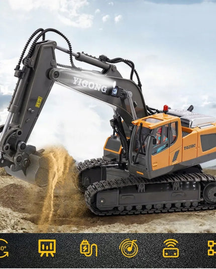 OWL-TECH RC ekskavatorius, valdomas nuotoliniu būdu, 2,4 GHz, 360°, judamas kaušas, 2 akumuliatoriai, 11 kanalų