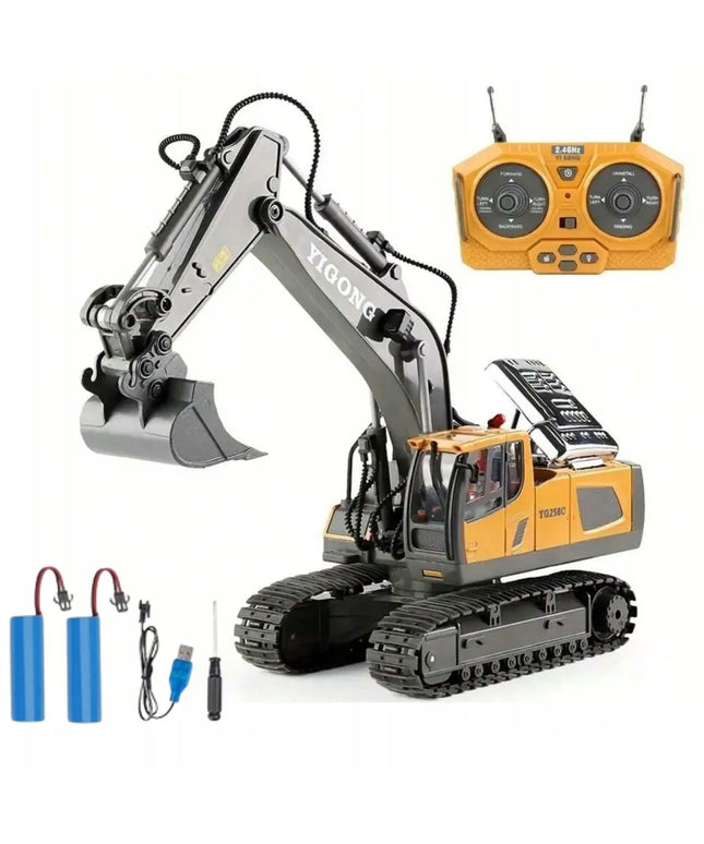 OWL-TECH RC ekskavatorius, valdomas nuotoliniu būdu, 2,4 GHz, 360°, judamas kaušas, 2 akumuliatoriai, 11 kanalų