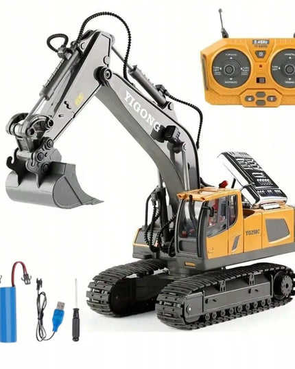OWL-TECH RC ekskavatorius, valdomas nuotoliniu būdu, 2,4 GHz, 360°, judamas kaušas, 2 akumuliatoriai, 11 kanalų