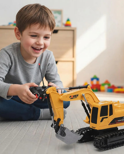 Nuotoliniu būdu valdomas ekskavatorius „TradeBaazar“, 1:24 mastelis, su akumuliatoriumi
