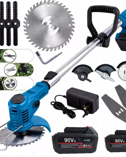 Akumuliatorinė žoliapjovė, elektrinis žolės pjoviklis, XXL rinkinys su 2 akumuliatoriais