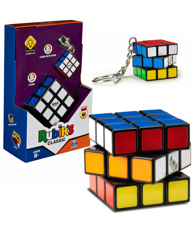 Rubik's 3x3 originalus klasikinis kubas + 3x3 raktų pakabukas