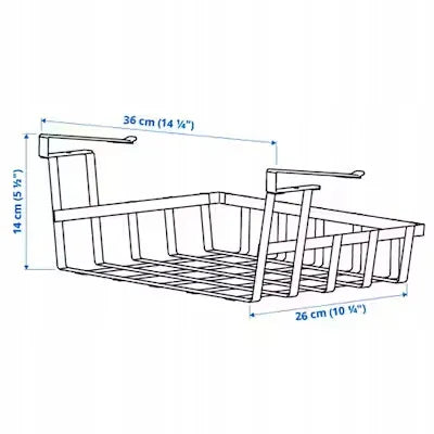Pakabinamas krepšys lentynai IKEA PÅLYCKE, baltas, 36x26x14 cm