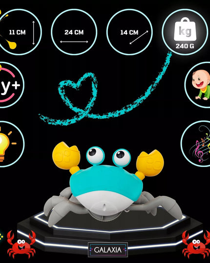 Interaktyvus besislapstantis krabas – žaislas ropojimui ir judėjimui su jutikliais
