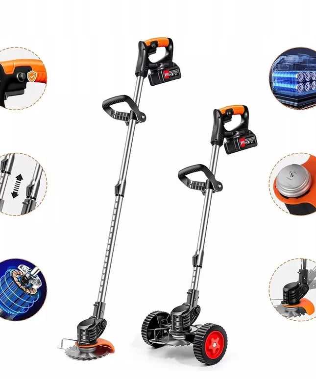 Akumuliatorinė vejos pakraščių žoliapjovė 21V žolei, piktžolėms, samanoms ir trinkelėms