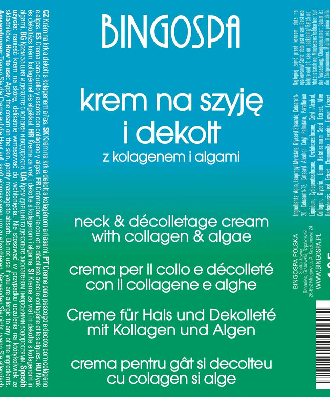 BINGOSPA kremas kaklui ir iškirptei su kolagenu bei dumbliais, 135 g