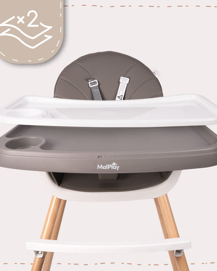 3in1 sulankstoma maitinimo kėdutė vaikams, reguliuojama, su padėklu ir diržais